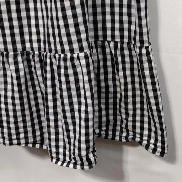 Zara Gingham Tiered Babydoll Dress Women's M Black White Boho Retro 90s Y2K - Picture 4 of 8